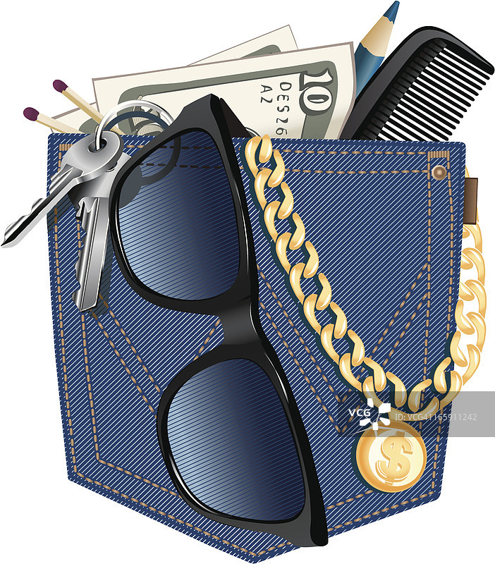 带配饰的牛仔布后袋图片素材