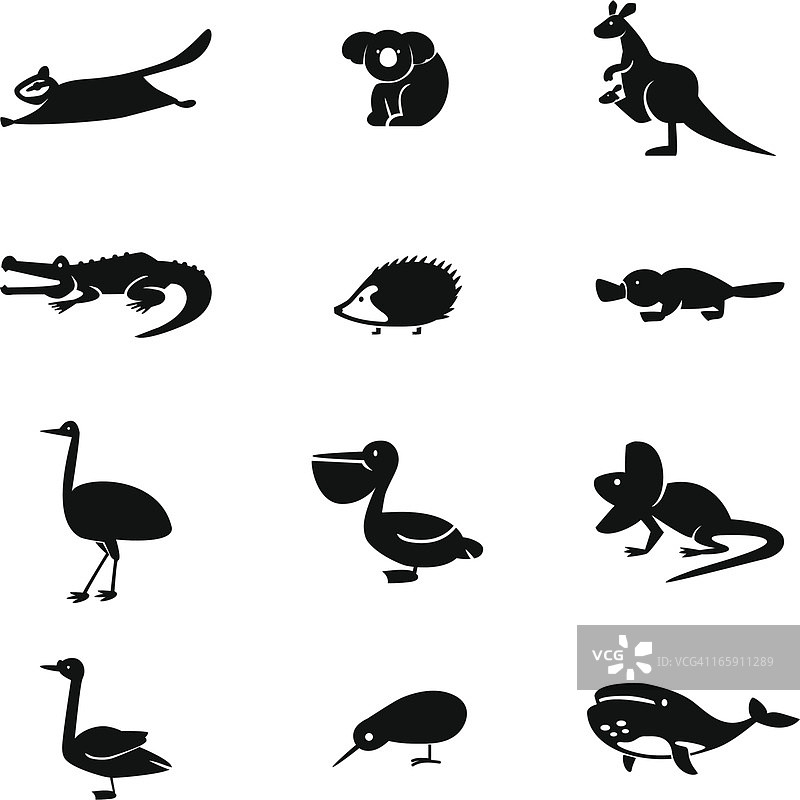 澳大利亚动物图标集图片素材