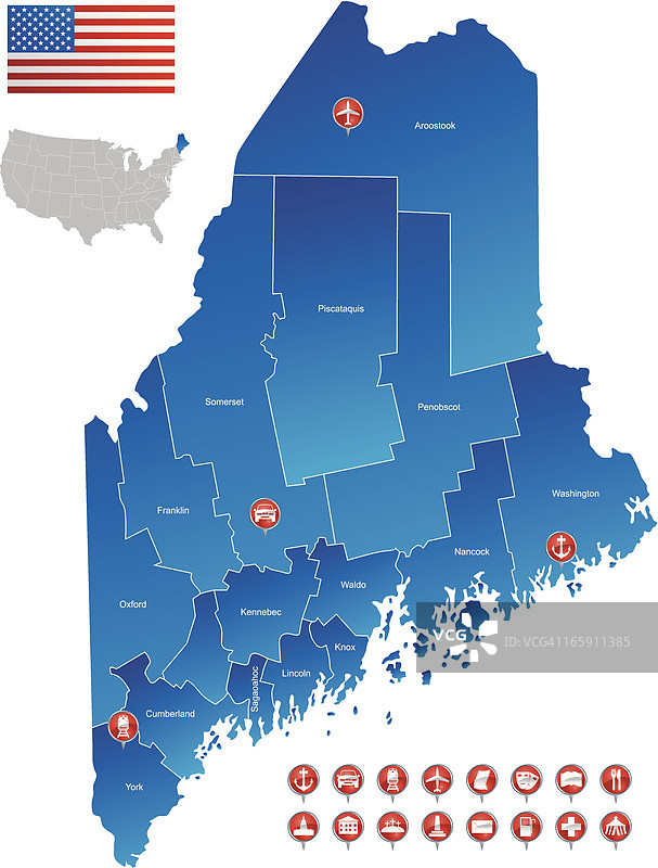 缅因州地图图片素材