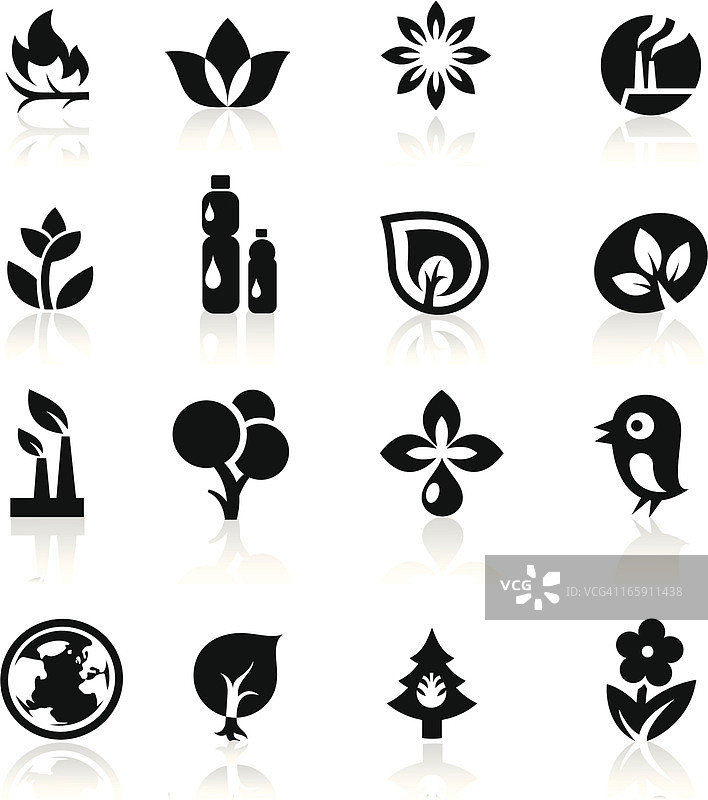 黑色生态图标合集图片素材
