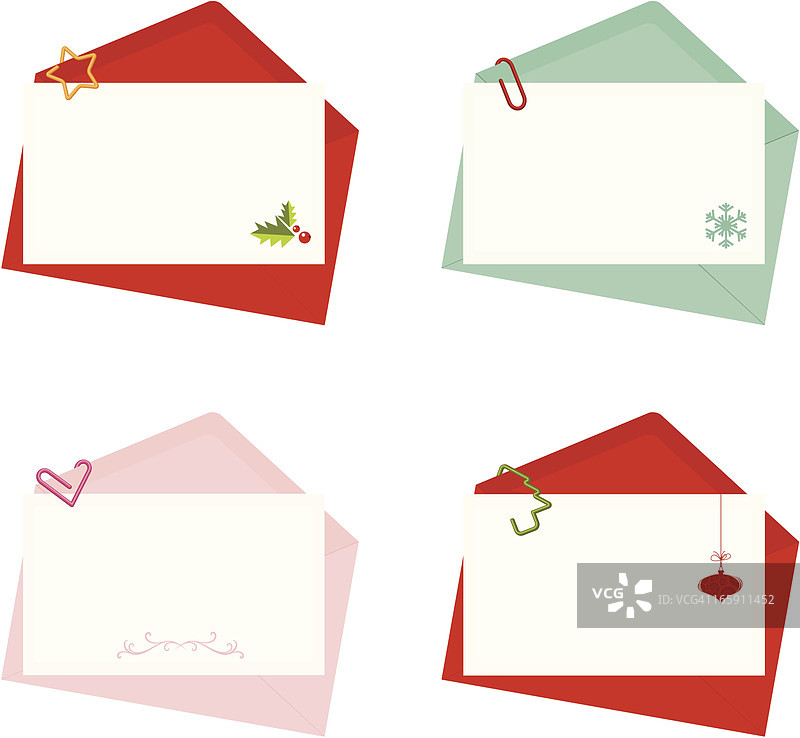 带有信封的节日信件套装图片素材