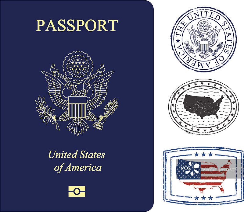 美国护照和印章图片素材