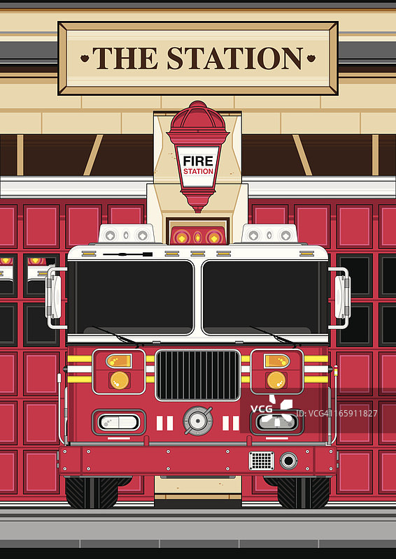 消防车和消防站图片素材