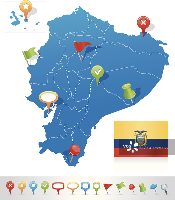 带有导航图标的厄瓜多尔地图图片素材