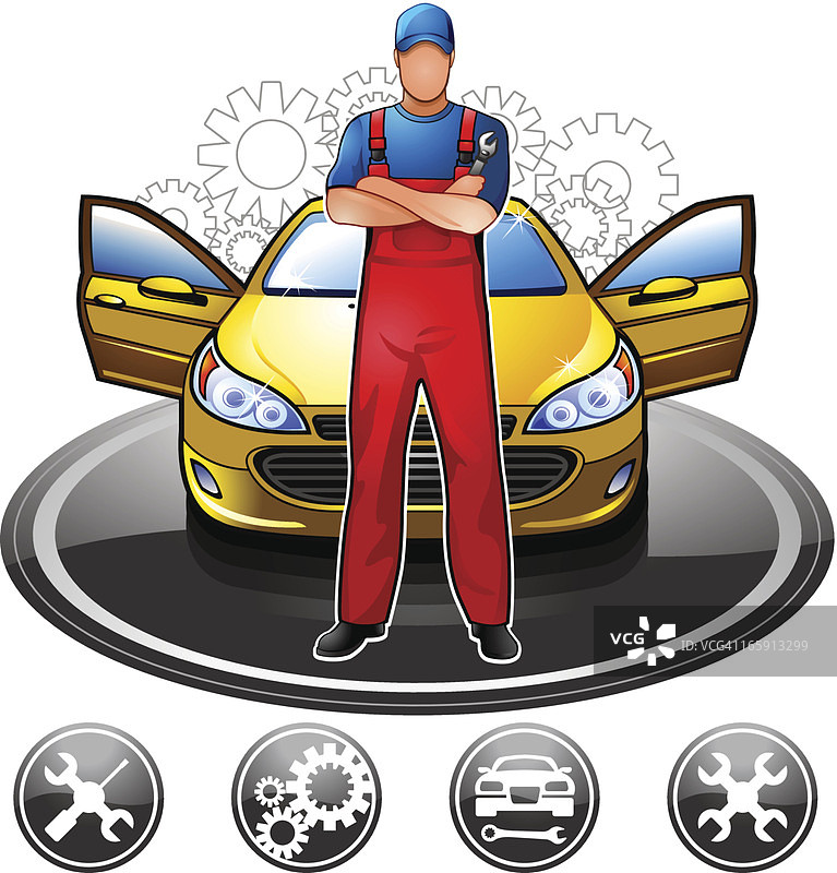 在修理店里的机械师图片素材