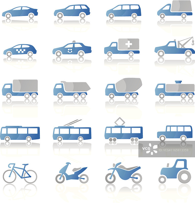 交通工具图标：蓝灰色系图片素材