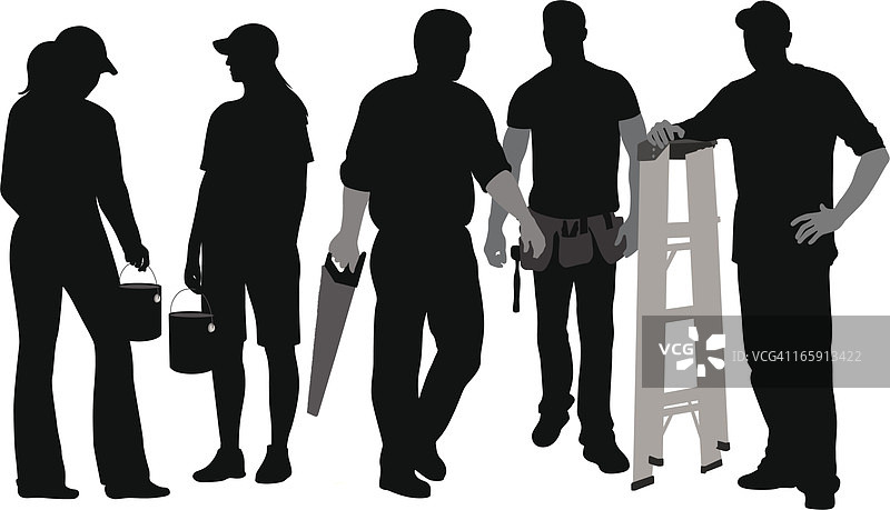 居家办公者矢量剪影图片素材