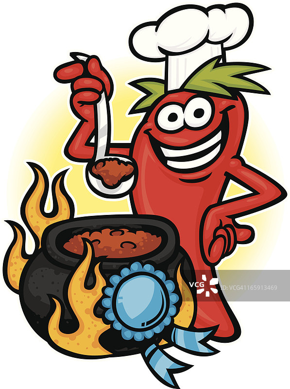 蓝色丝带辣椒厨师图片素材