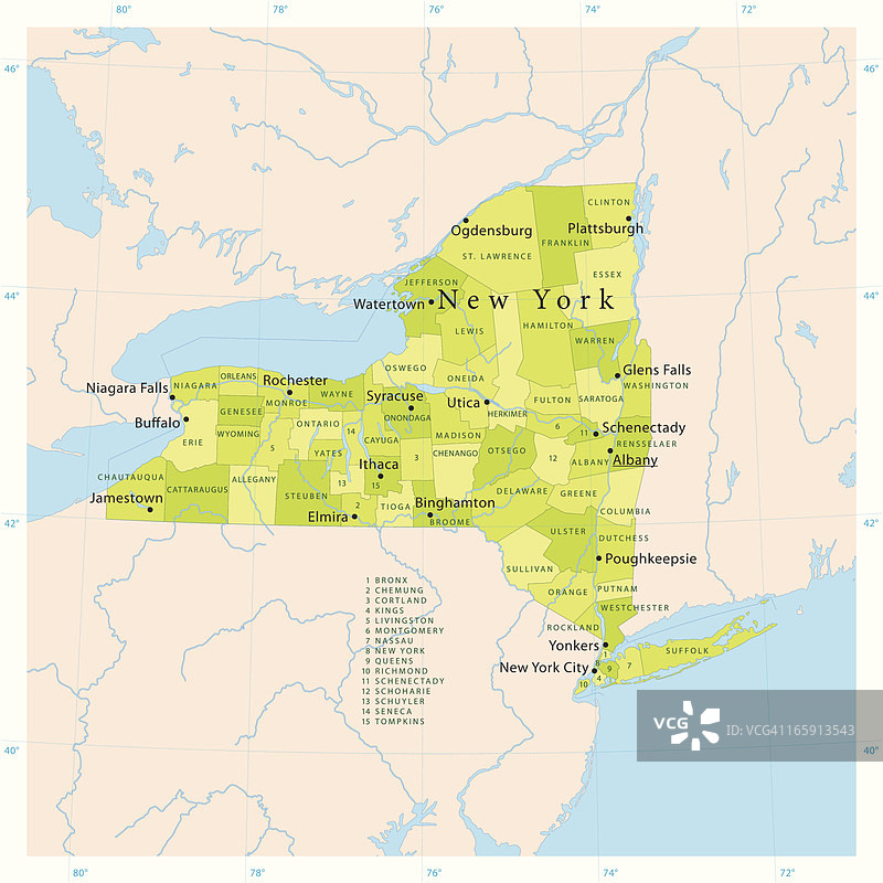 纽约州矢量地图图片素材
