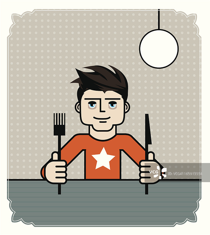 准备吃饭的年轻男人图片素材