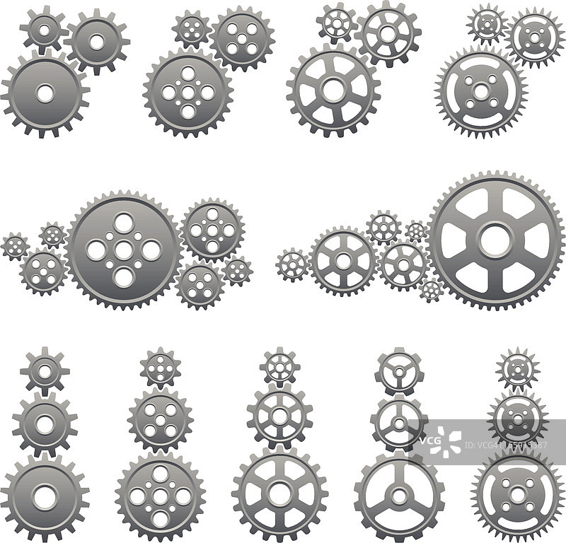 金属齿轮矢量图标合集图片素材
