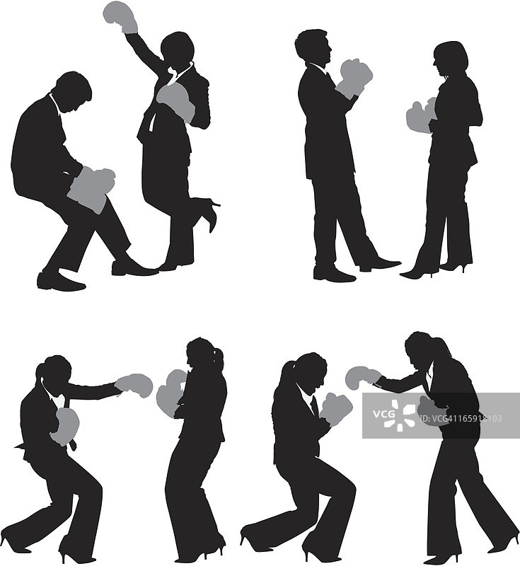 商务人士拳击剪影图片素材