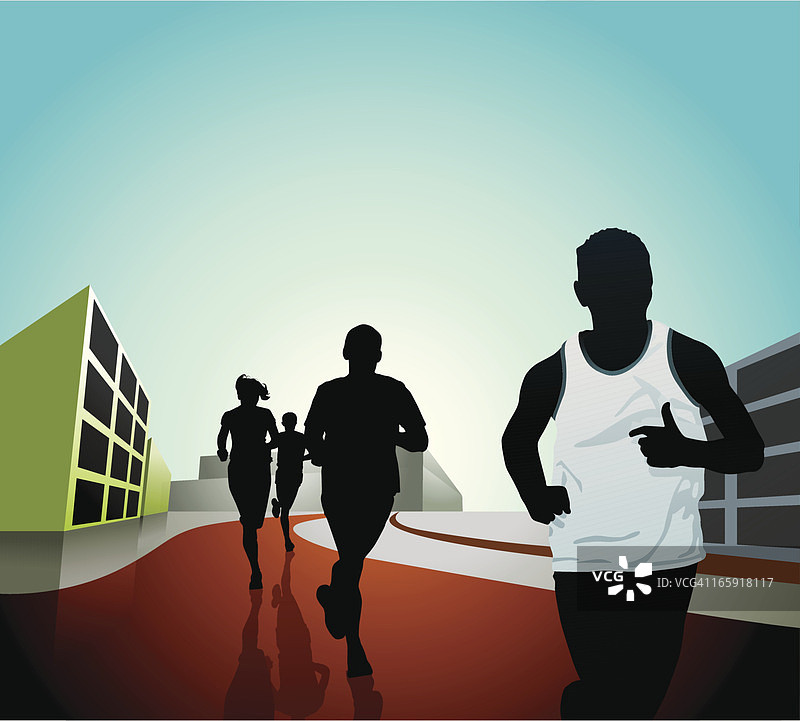 在城市中奔跑图片素材