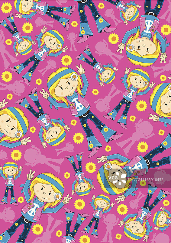 可爱的嬉皮士和平标志图案图片素材