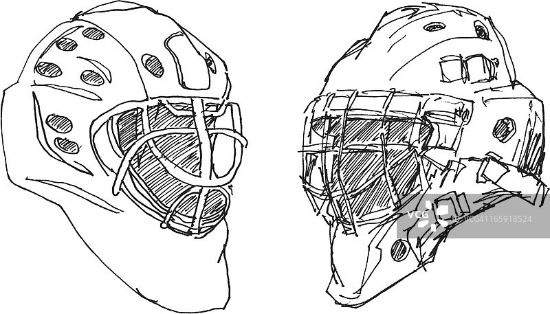 冰球守门员头盔草图图片素材
