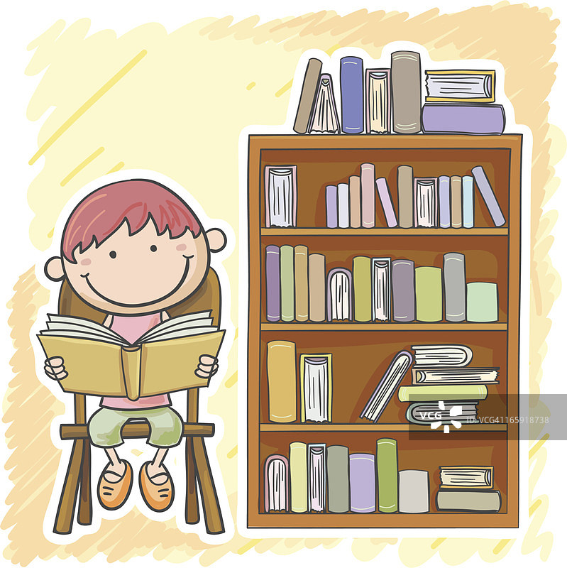 小女孩在阅读图片素材