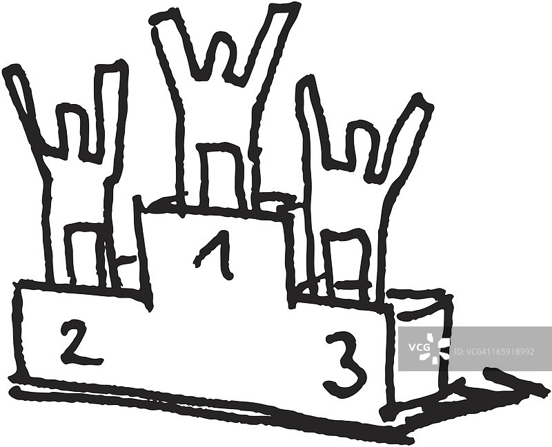 领奖台素描图片素材