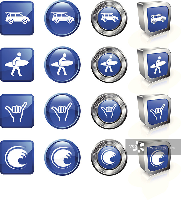 免版税冲浪生活矢量按钮套装图片素材