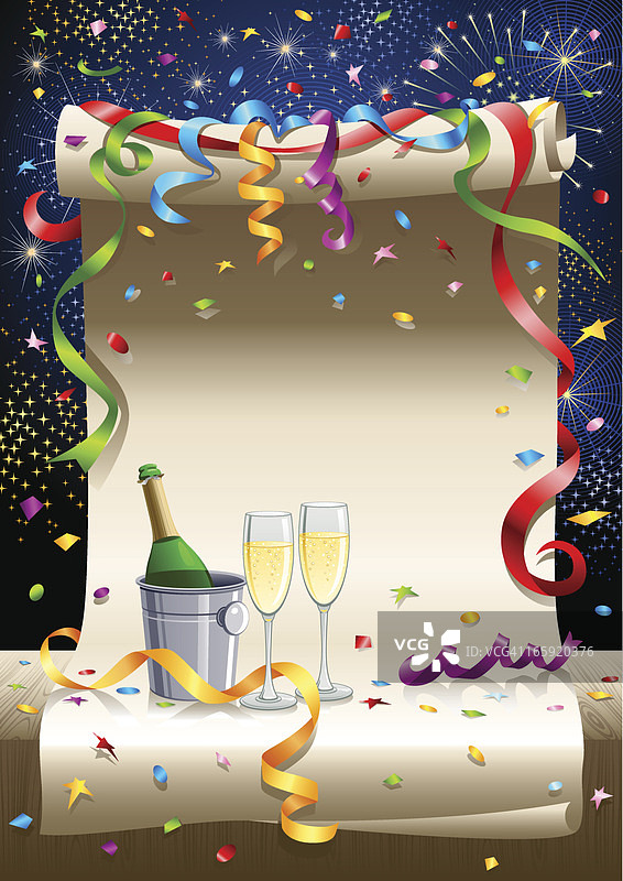 香槟庆祝卷轴图片素材