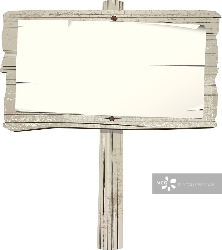 柱子上的旧木制标志图片素材