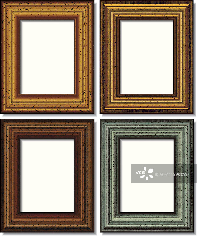 白色背景上的四个矩形相框图片素材