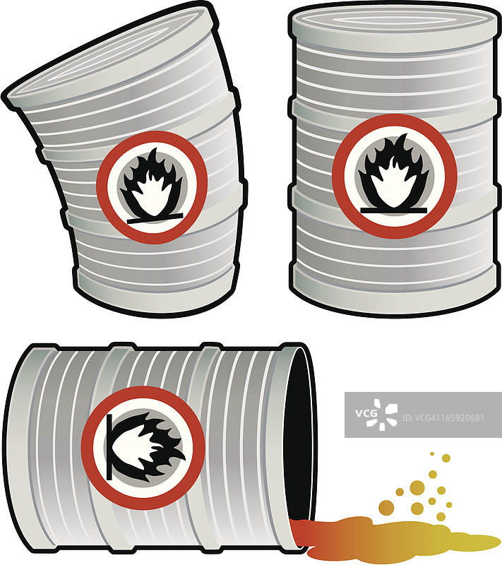 白色背景上的易燃物质桶图片素材