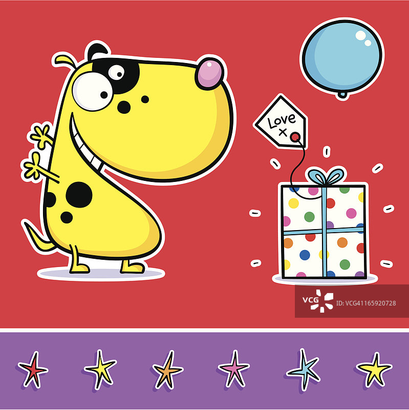 小狗和红色礼物图片素材