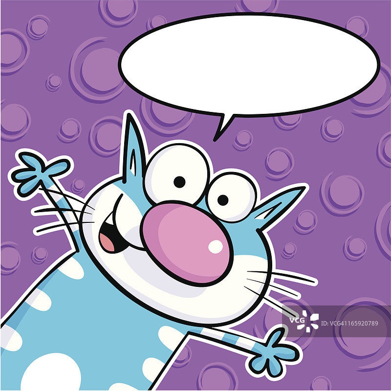 酷炫的蓝色猫咪气泡图片素材