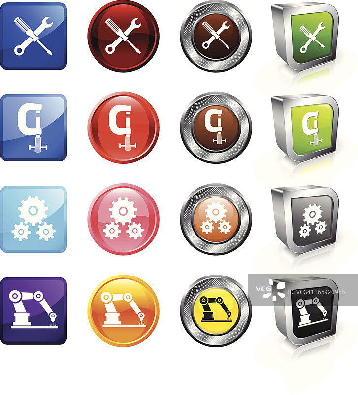 工程工具和机械免版税矢量按钮集图片素材