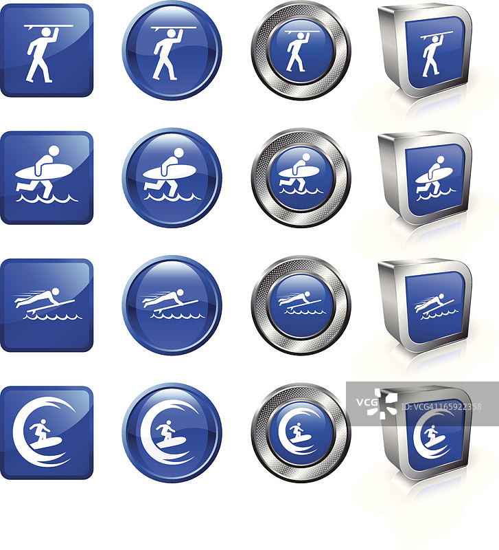 免版税冲浪矢量按钮套装图片素材