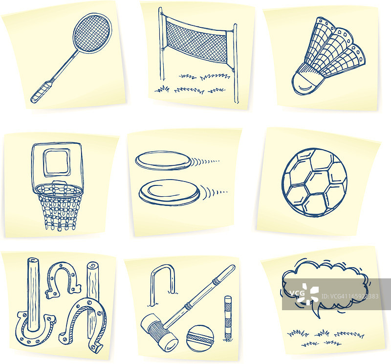 夏季运动会涂鸦便签图片素材