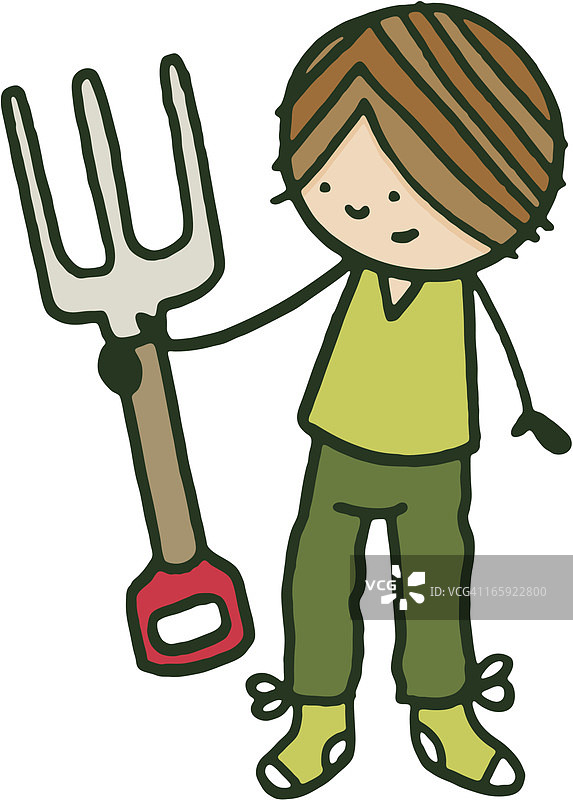 园丁手持园艺叉图片素材