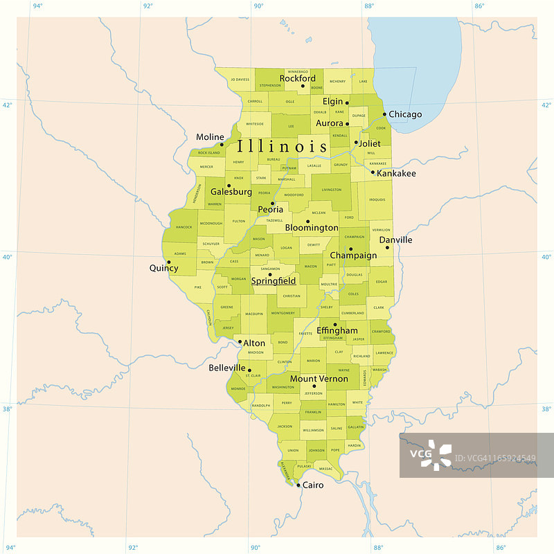 伊利诺伊州矢量地图图片素材
