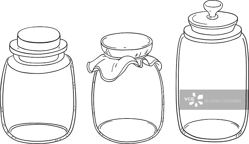 罐子线条艺术风格合集图片素材