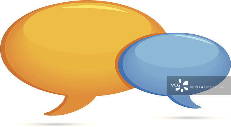 蓝色小气泡后方的大黄色语音气泡图片素材