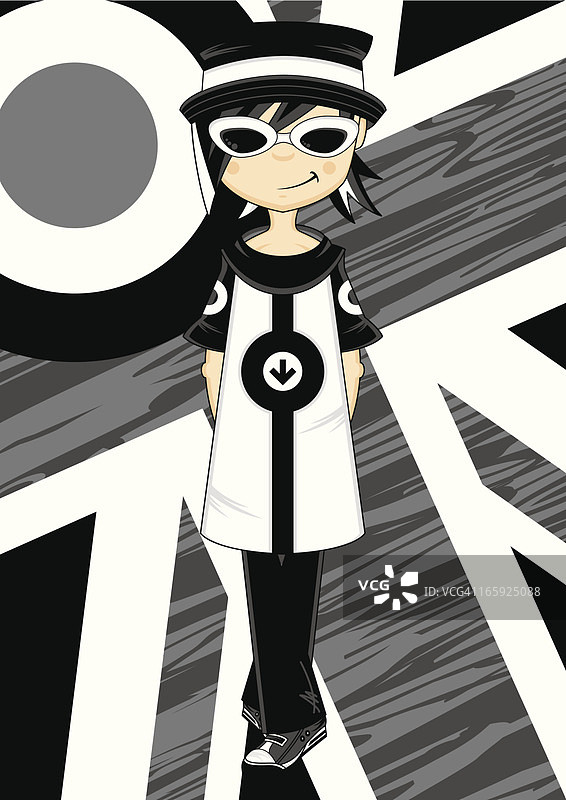 戴着猪肉馅饼帽和墨镜的时尚女孩图片素材