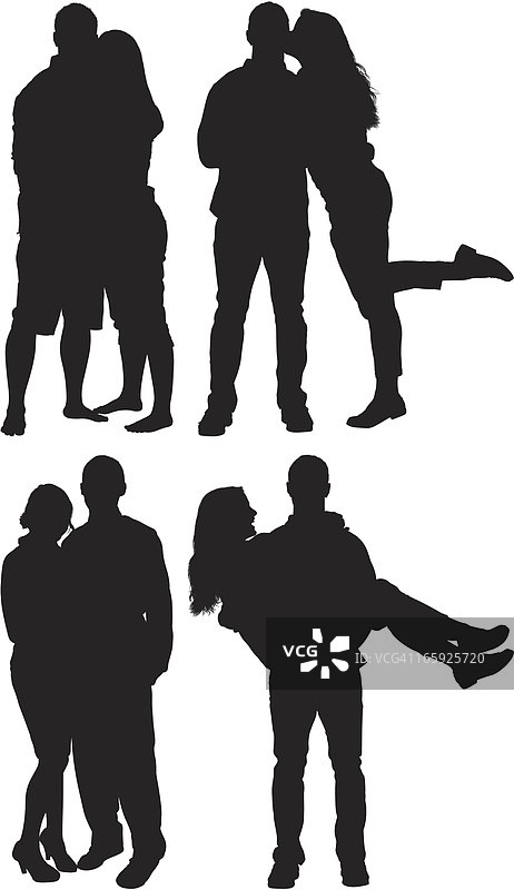 热恋情侣的剪影图片素材