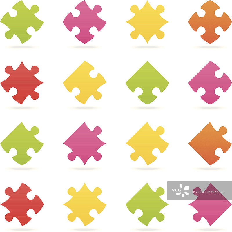 彩色拼图块套装图片素材