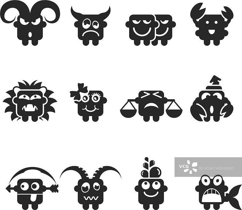 十二生肖剪影表情符号图片素材