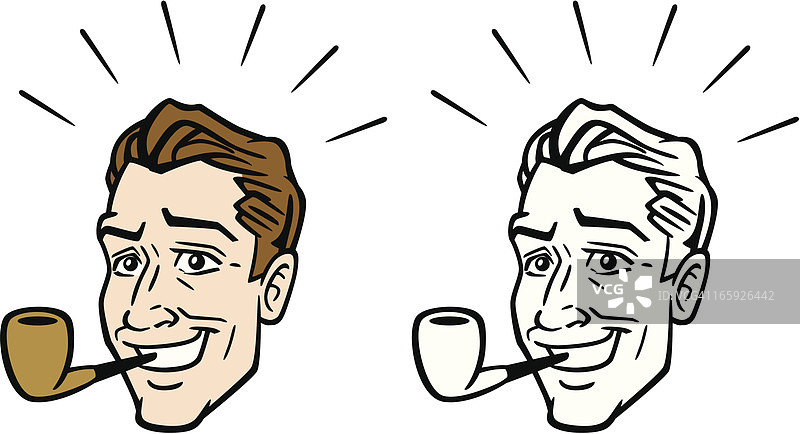 复古男人抽烟斗图片素材