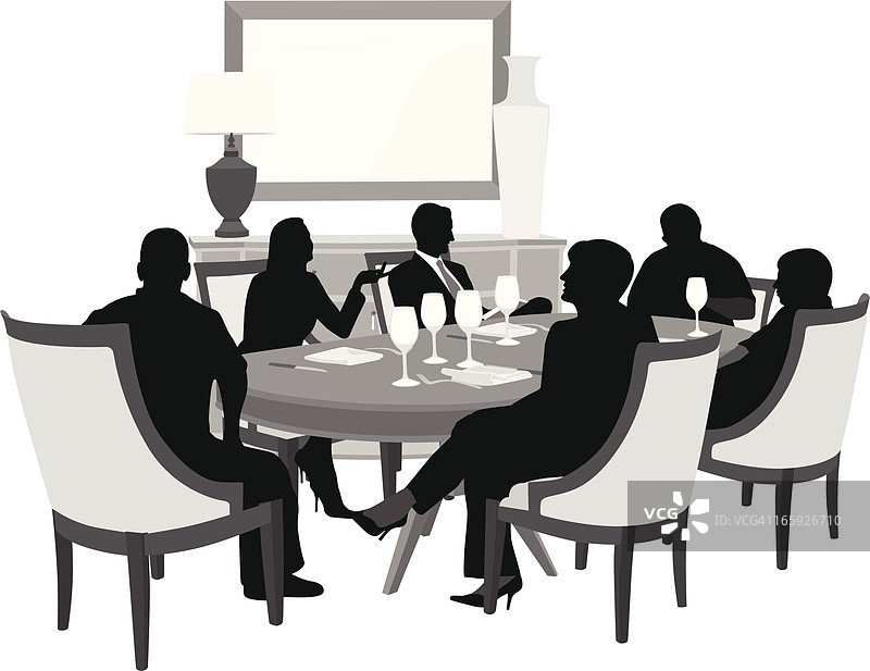 家庭用餐矢量剪影图片素材