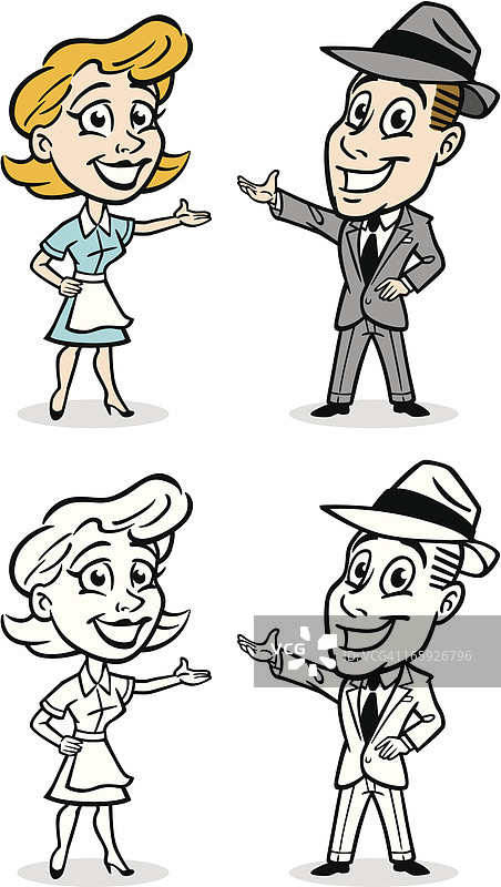 复古风格的丈夫和妻子图片素材