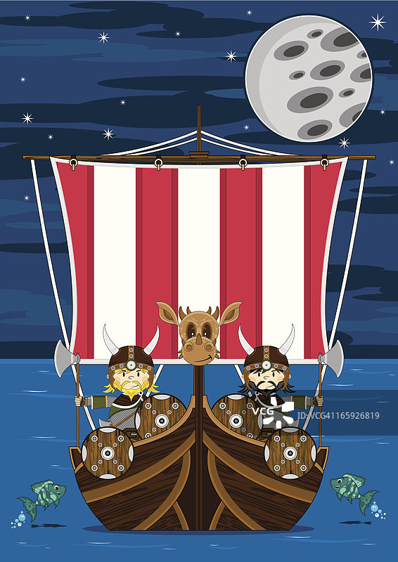 海上的维京武士战舰图片素材