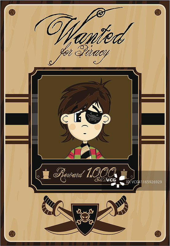 戴眼罩的海盗通缉令海报图片素材
