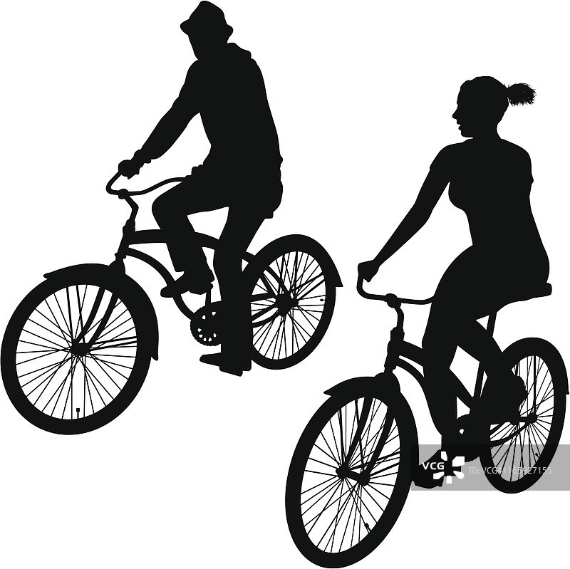 复古骑行剪影图片素材