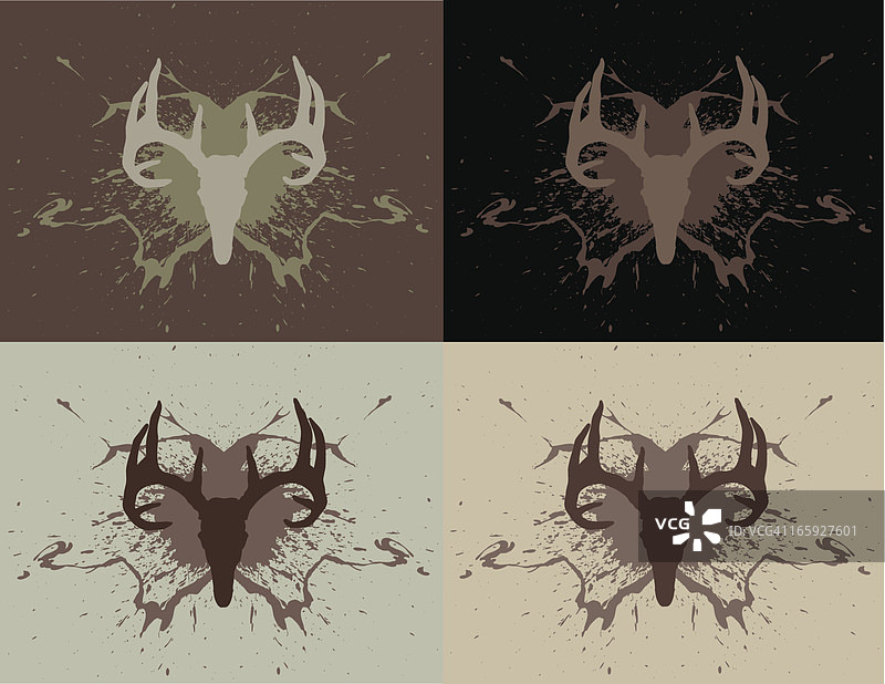 白尾鹿头骨和油漆飞溅图片素材