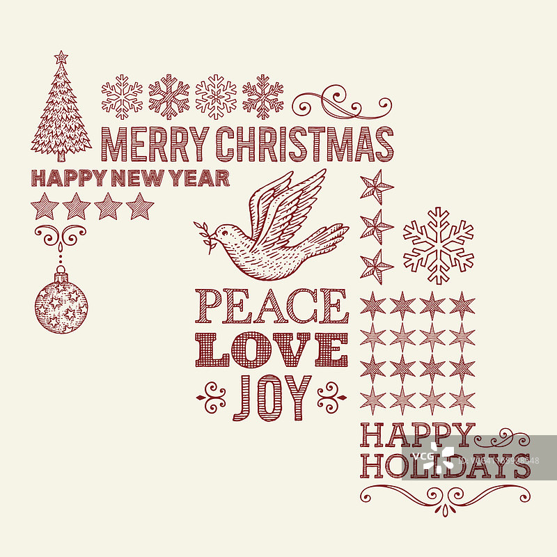 手绘圣诞贺卡图片素材