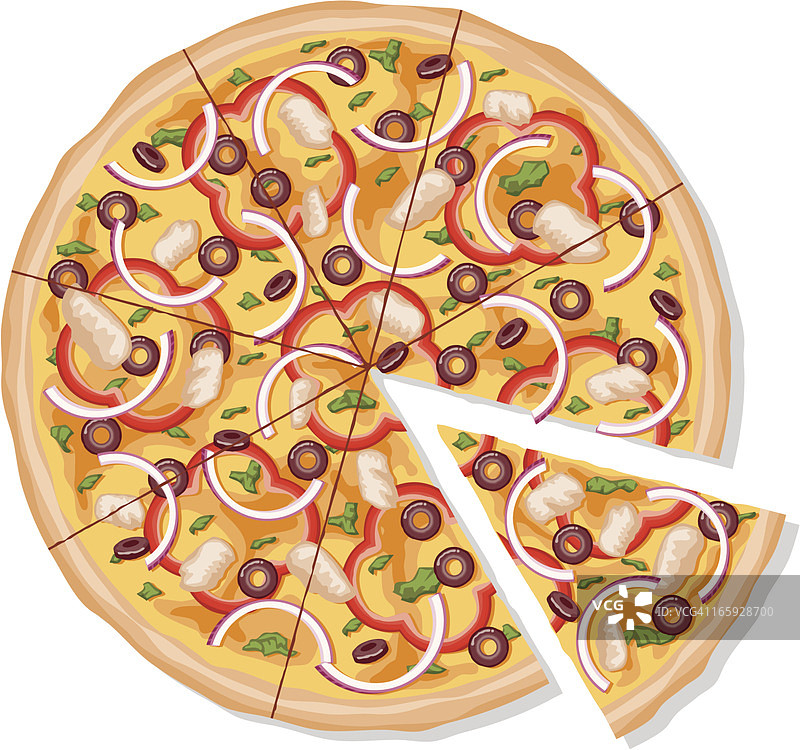 烧烤鸡肉披萨切片图片素材