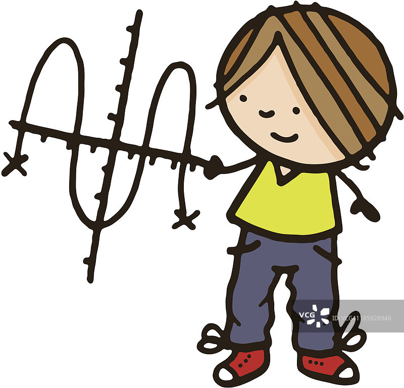 展示数学图表的男孩图片素材