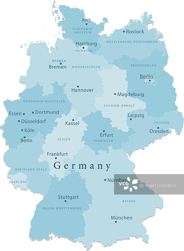 德国矢量地图区域隔离图片素材